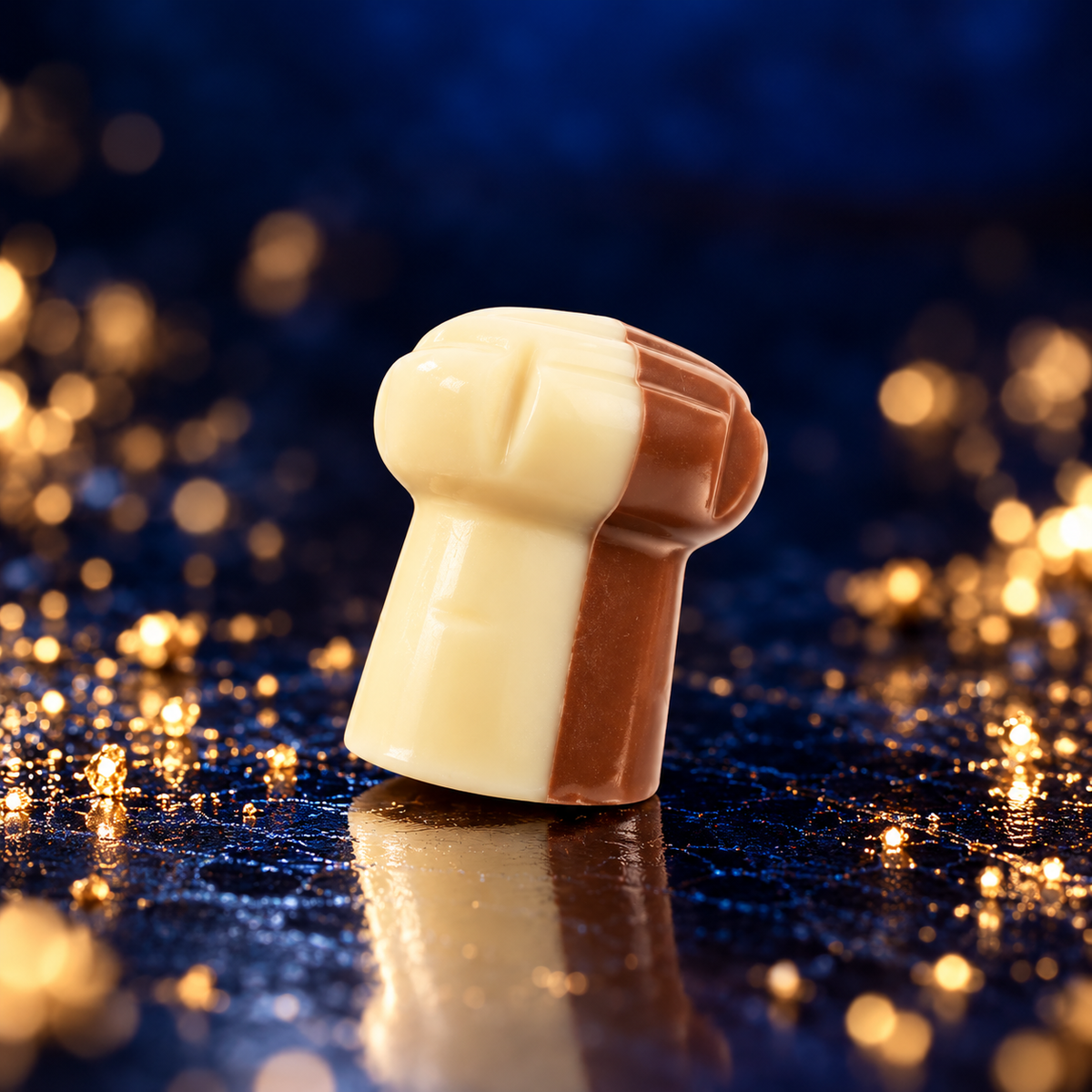 BOUCHON DE CHAMPAGNE
Lait & blanc fourré praliné (x5)